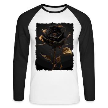 Rose d’or noir - T-shirt baseball manches longues Homme - blanc/noir - Devant - Nik (191cm)