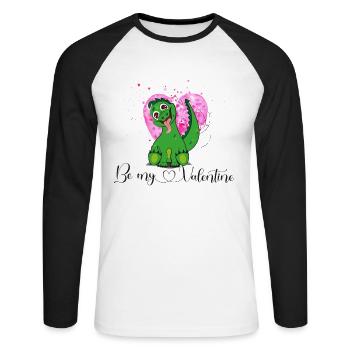 C’est l’heure de la Saint-Valentin - T-shirt baseball manches longues Homme - blanc/noir - Devant - Nik (191cm)
