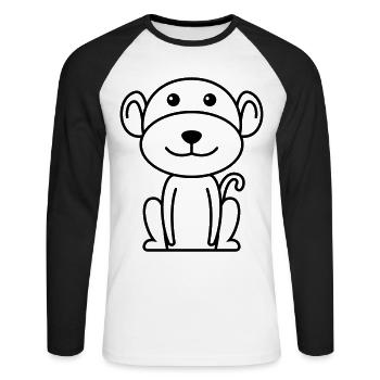 Singe animal comique - T-shirt baseball manches longues Homme - blanc/noir - Devant - Nik (191cm)