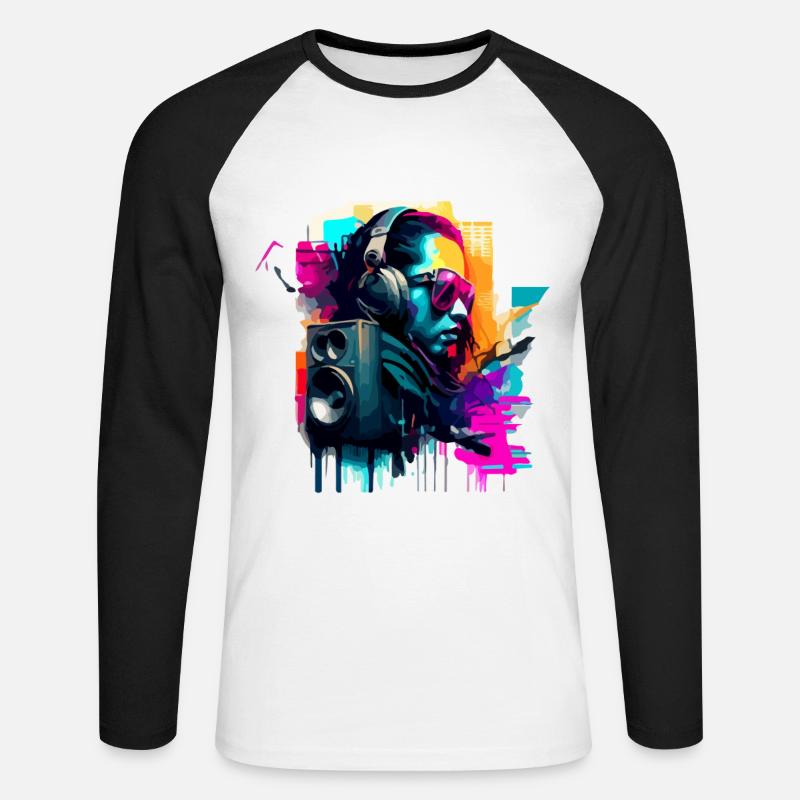 Il DJ - Maglia da baseball a manica lunga da uomo - bianco/nero