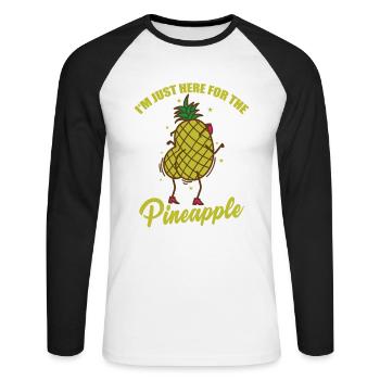 Je suis juste ici pour le fruit de l’ananas - T-shirt baseball manches longues Homme - blanc/noir - Devant - Nik (191cm)