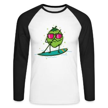 Coconut in SUP Stand up Paddling - Unisex Long Sleeve Baseball T-Shirt - white/black - Front - Nik (191cm)
