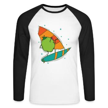 Coconut while windsurfing exotic fruit - Unisex Long Sleeve Baseball T-Shirt - white/black - Front - Nik (191cm)