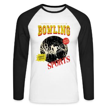 Bowling Bowling Bowling Ball Pins Bowling Players - Unisex Long Sleeve Baseball T-Shirt - white/black - Front - Nik (191cm)