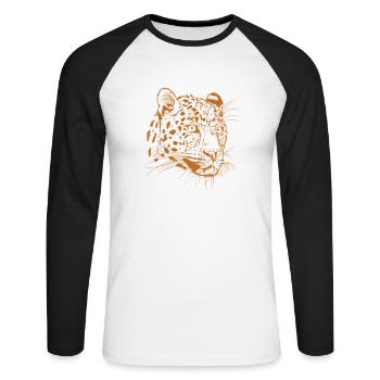 Leopard Head Big Cat Africa - Unisex Long Sleeve Baseball T-Shirt - white/black - Front - Nik (191cm)