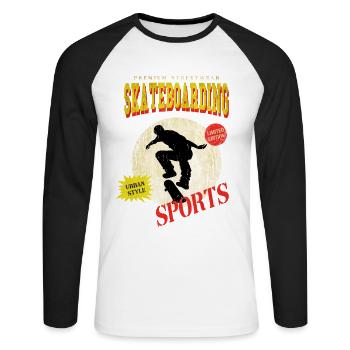Skateboarding Skate Skater Skateboard Sk8 Vintage - T-shirt baseball manches longues Homme - blanc/noir - Devant - Nik (191cm)