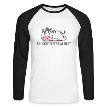 Snuggle Expert at Rest Pajamas Pajamas - Unisex Long Sleeve Baseball T-Shirt - white/black - Front - Nik (191cm)