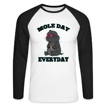 Jour de la taupe Animal de tous les jours Monticule de terre - T-shirt baseball manches longues Homme - blanc/noir - Devant - Nik (191cm)