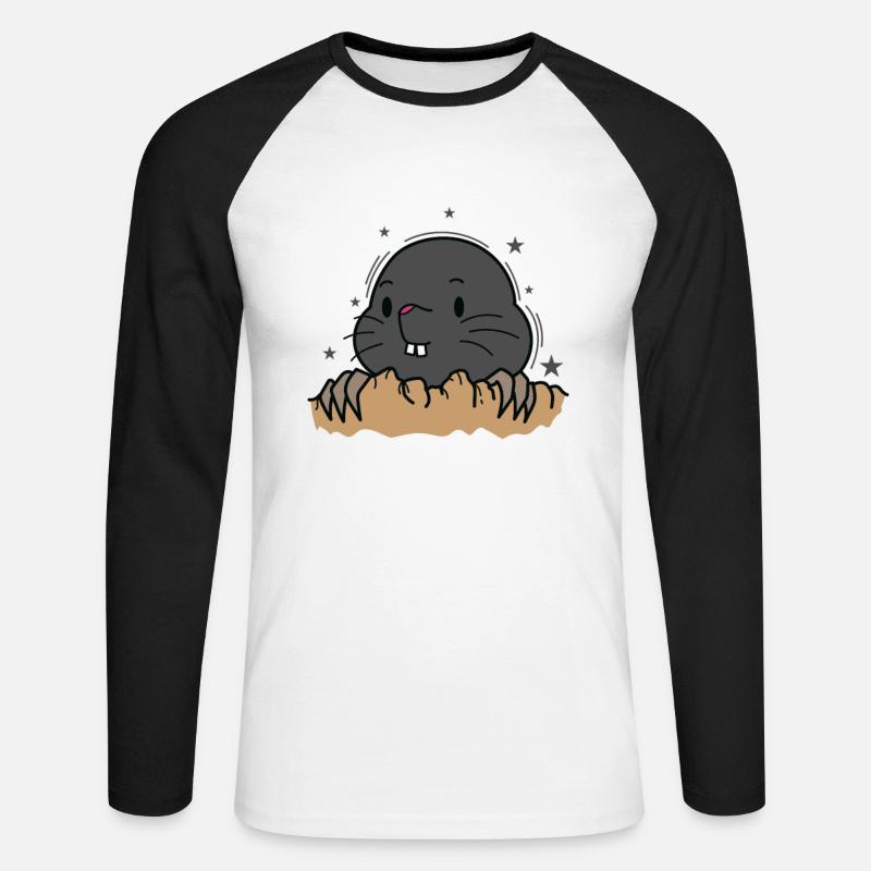 Mole Earthen mound Molehill - Unisex Long Sleeve Baseball T-Shirt - white/black