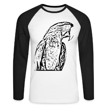 Papageien Vogel schwarz - Unisex Baseballshirt langarm - Weiß/Schwarz - Vorne - Nik (191cm)