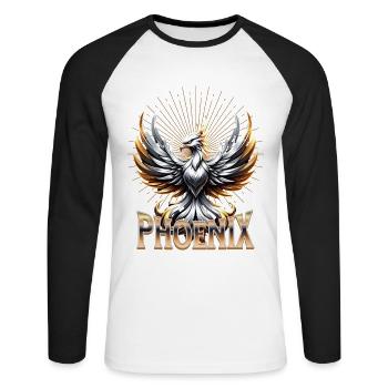 Phoenix Mythical Bird - Unisex Long Sleeve Baseball T-Shirt - white/black - Front - Nik (191cm)