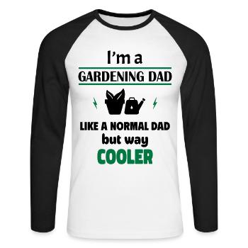 Ich bin ein Garten Papa - Unisex Baseballshirt langarm - Weiß/Schwarz - Vorne - Nik (191cm)