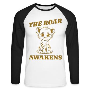 the roar awakens Geschenk - Unisex Baseballshirt langarm - Weiß/Schwarz - Vorne - Nik (191cm)