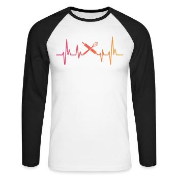 Boulangerie Sunset Battement de coeur Boulanger - T-shirt baseball manches longues Homme - blanc/noir - Devant - Nik (191cm)