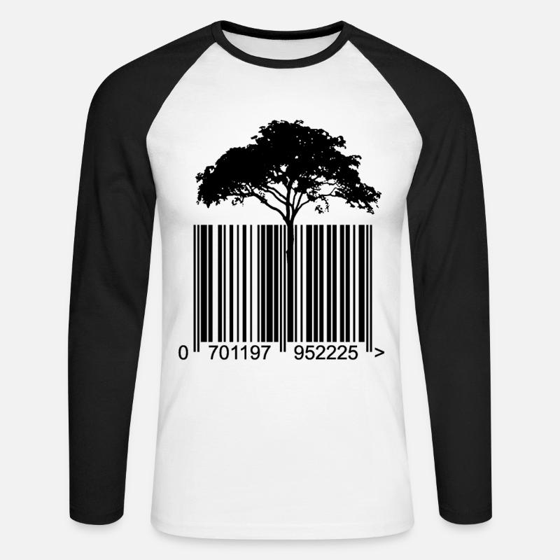 Barcode Baum - Unisex Baseballshirt langarm - Weiß/Schwarz