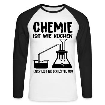 Chemistry is like cooking. - Unisex Long Sleeve Baseball T-Shirt - white/black - Front - Nik (191cm)