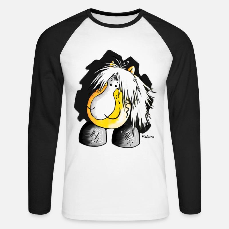 Haflinger - Hafi - Pferd - Unisex Baseballshirt langarm - Weiß/Schwarz