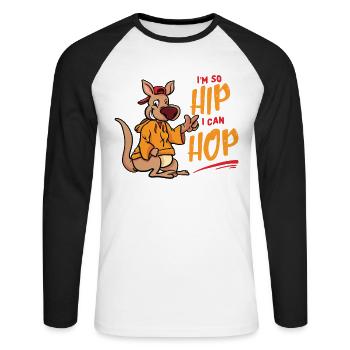Kangourou Hip Hop - T-shirt baseball manches longues Homme - blanc/noir - Devant - Nik (191cm)