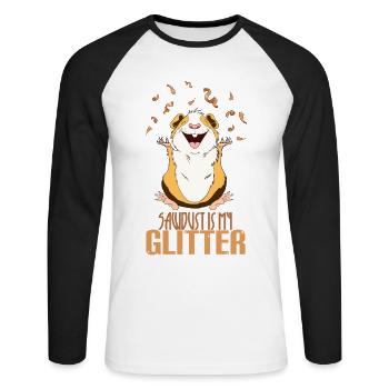 Guinea pig sawdust is my glitter - Unisex Long Sleeve Baseball T-Shirt - white/black - Front - Nik (191cm)