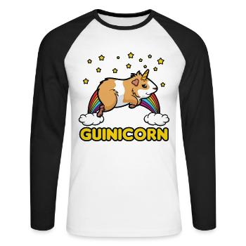 Guinicorn - T-shirt baseball manches longues Homme - blanc/noir - Devant - Nik (191cm)