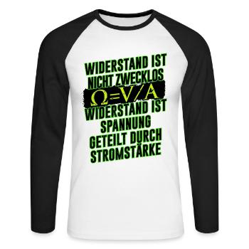 Widerstand Zwecklos Elektroniker Elektriker - Unisex Baseballshirt langarm - Weiß/Schwarz - Vorne - Nik (191cm)