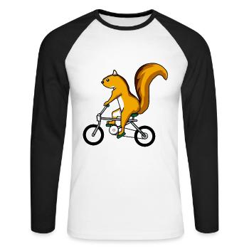 Squirrel Bicycle Chipmunk Rodent - Unisex Long Sleeve Baseball T-Shirt - white/black - Front - Nik (191cm)