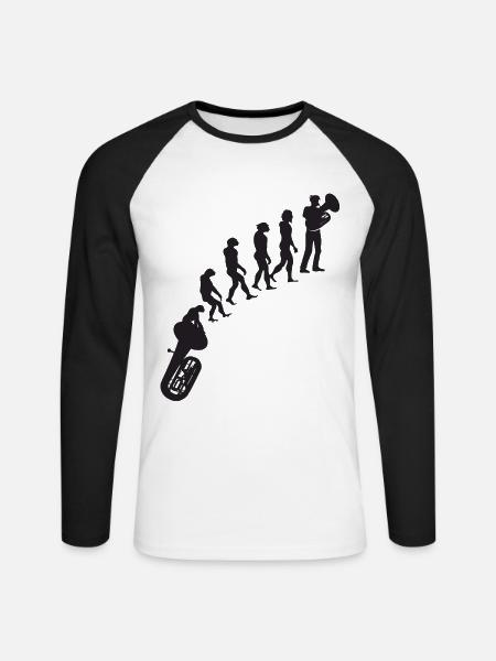 Tubaspieler Tuba Evolution - Unisex Baseballshirt langarm - Weiß/Schwarz