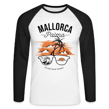 Majorque "Palma" - T-shirt baseball manches longues Homme - blanc/noir - Devant - Nik (191cm)
