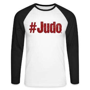#Judo - T-shirt baseball manches longues Homme - blanc/noir - Devant - Nik (191cm)