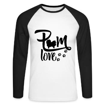 Pom Love - Zwergspitz - T-shirt baseball manches longues Homme - blanc/noir - Devant - Nik (191cm)