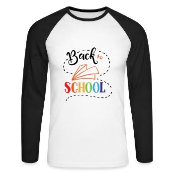 Back to school for boys and girls - Unisex Long Sleeve Baseball T-Shirt - white/black - Front - Nik (191cm)