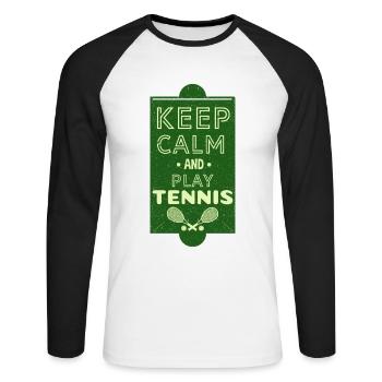 restez calme en jouant au tennis - T-shirt baseball manches longues Homme - blanc/noir - Devant - Nik (191cm)
