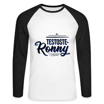 Testoste Ronny - noms drôles - T-shirt baseball manches longues Homme - blanc/noir - Devant - Nik (191cm)