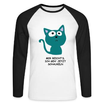 Süße Katze - Mir reichts, ich geh jetzt schaukeln - Unisex Baseballshirt langarm - Weiß/Schwarz - Vorne - Nik (191cm)