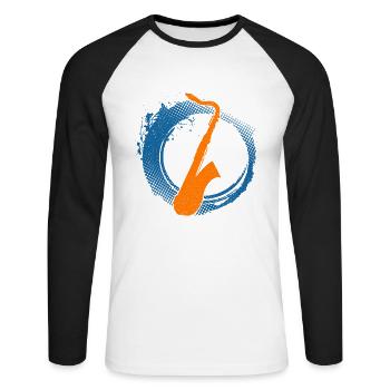 Saxophone Jazz Musicien Instruments - T-shirt baseball manches longues Homme - blanc/noir - Devant - Nik (191cm)