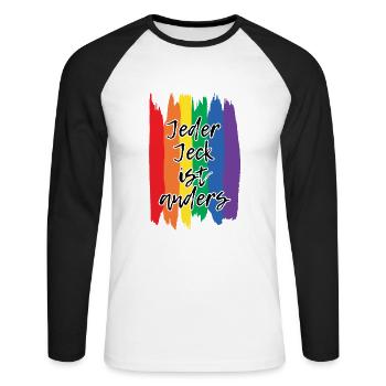 Every jeck is different LGBT Gay Pride Rainbow - Unisex Long Sleeve Baseball T-Shirt - white/black - Front - Nik (191cm)