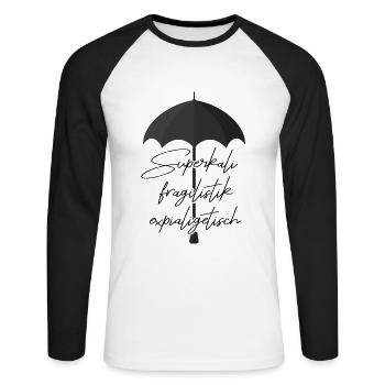 Supercalf fragile expialigetic Marry Poppins - T-shirt baseball manches longues Homme - blanc/noir - Devant - Nik (191cm)