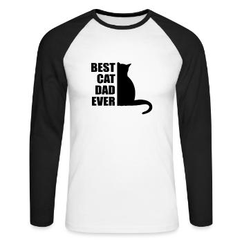 Meilleur Père Cat ever - Meilleur Chat Papa - T-shirt baseball manches longues Homme - blanc/noir - Devant - Nik (191cm)