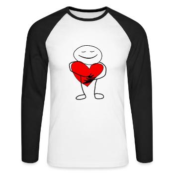 Je m'accroche à l'amour - T-shirt baseball manches longues Homme - blanc/noir - Devant - Nik (191cm)