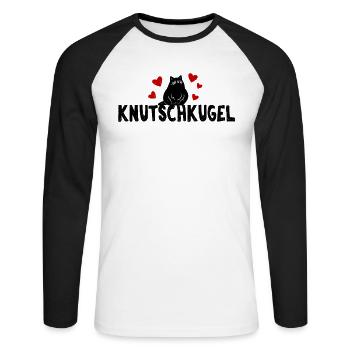 Knutschkugel dicke Perserkatze für Katzenfreunde - Unisex Baseballshirt langarm - Weiß/Schwarz - Vorne - Nik (191cm)