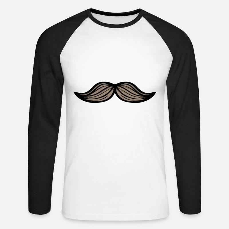 Bart Vollbart Schnautzer Gesichtsbehaarung Haar - Unisex Baseballshirt langarm - Weiß/Schwarz