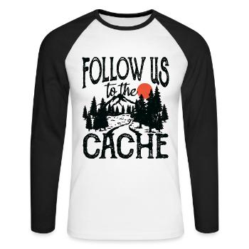 Suivez-nous dans le cache - T-shirt baseball manches longues Homme - blanc/noir - Devant - Nik (191cm)