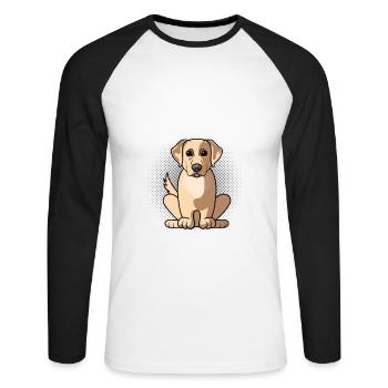 Wenn mein Labrador Retriver nicht kommen kann, komme ich nicht - Unisex Baseballshirt langarm - Weiß/Schwarz - Vorne - Nik (191cm)