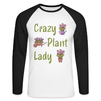 Crazy Plant Lady jardinier plante de jardin amour - T-shirt baseball manches longues Homme - blanc/noir - Devant - Nik (191cm)