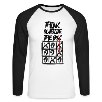 Penseur latéral créatif disant cadeau tic tac toe - T-shirt baseball manches longues Homme - blanc/noir - Devant - Nik (191cm)