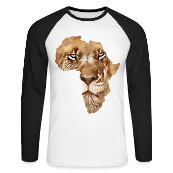 Lion animal africa outline map lions african - Unisex Long Sleeve Baseball T-Shirt - white/black - Front - Nik (191cm)