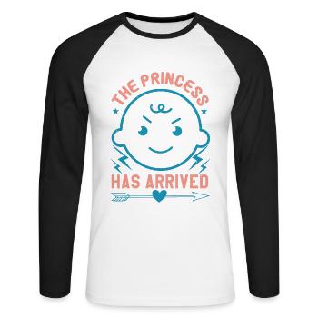 The princess has arrived - Unisex Long Sleeve Baseball T-Shirt - white/black - Front - Nik (191cm)