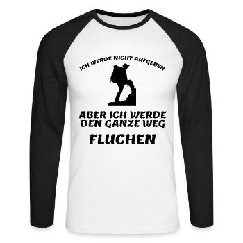 Ich werde nicht aufgeben, aber fluchen - Unisex Baseballshirt langarm - Weiß/Schwarz - Vorne - Nik (191cm)