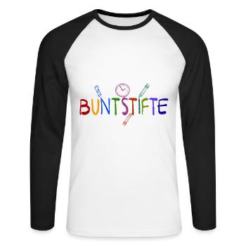 Ich habe weder die Zeit noch die Buntstifte um dir - Unisex Baseballshirt langarm - Weiß/Schwarz - Vorne - Nik (191cm)