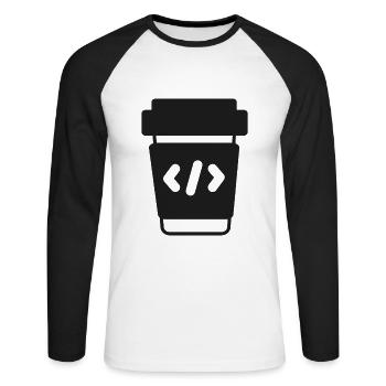Programmierer Coder Coding Kaffee - Unisex Baseballshirt langarm - Weiß/Schwarz - Vorne - Nik (191cm)